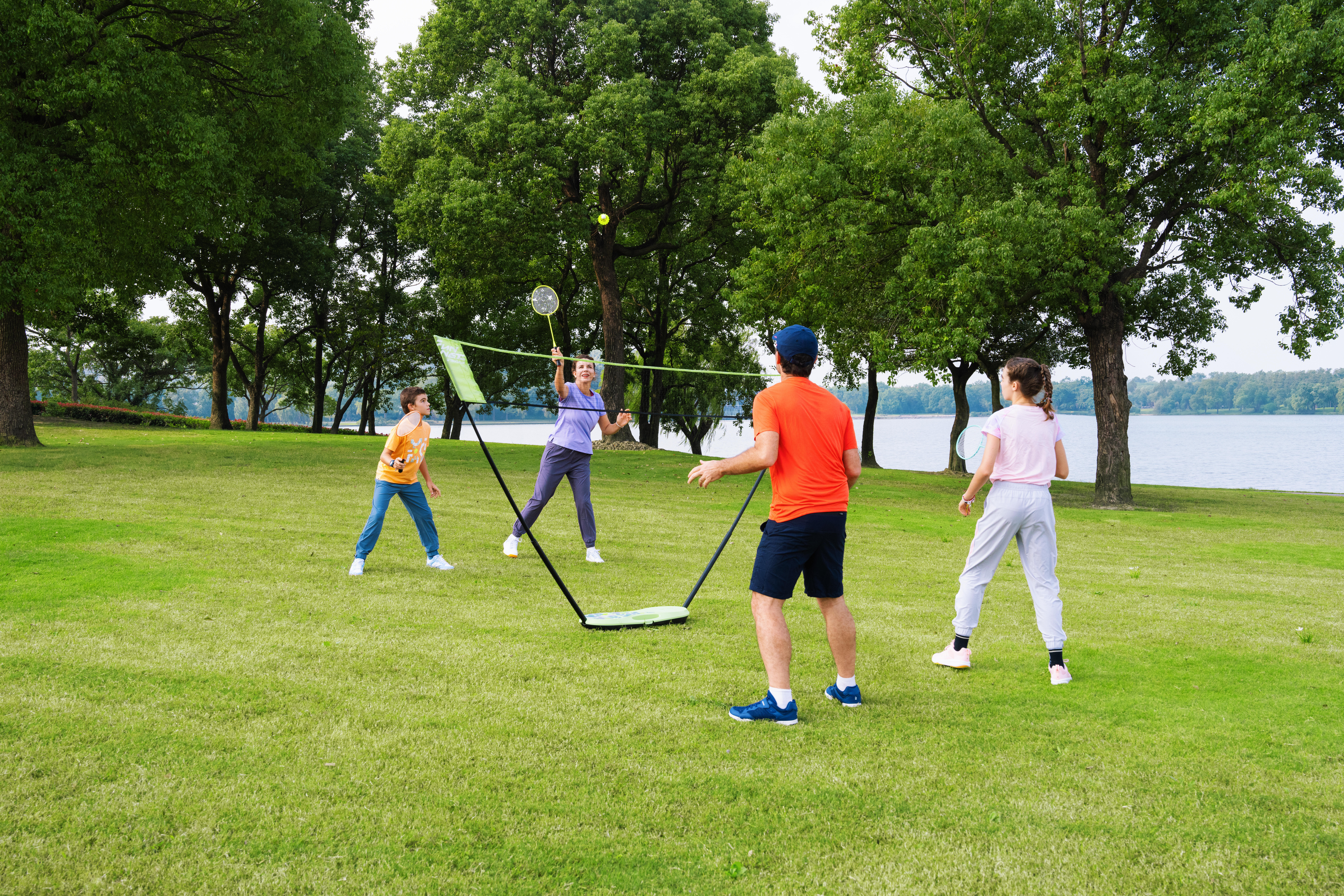 Ensemble de badminton - 2 raquettes 2 volants filet vert - PERFLY