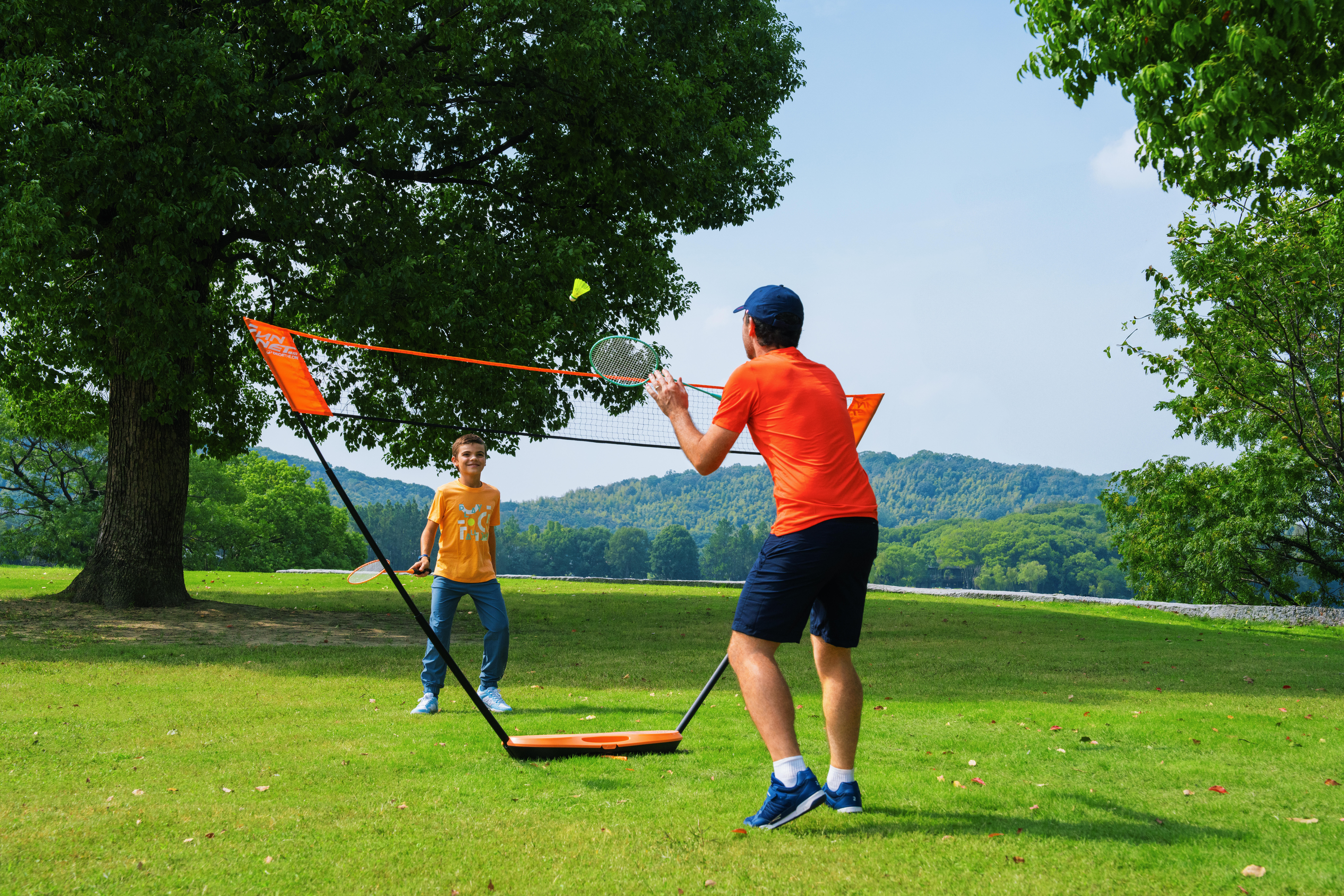 Badminton Set - 2-Racket 2-Shuttle & Net Orange - PERFLY