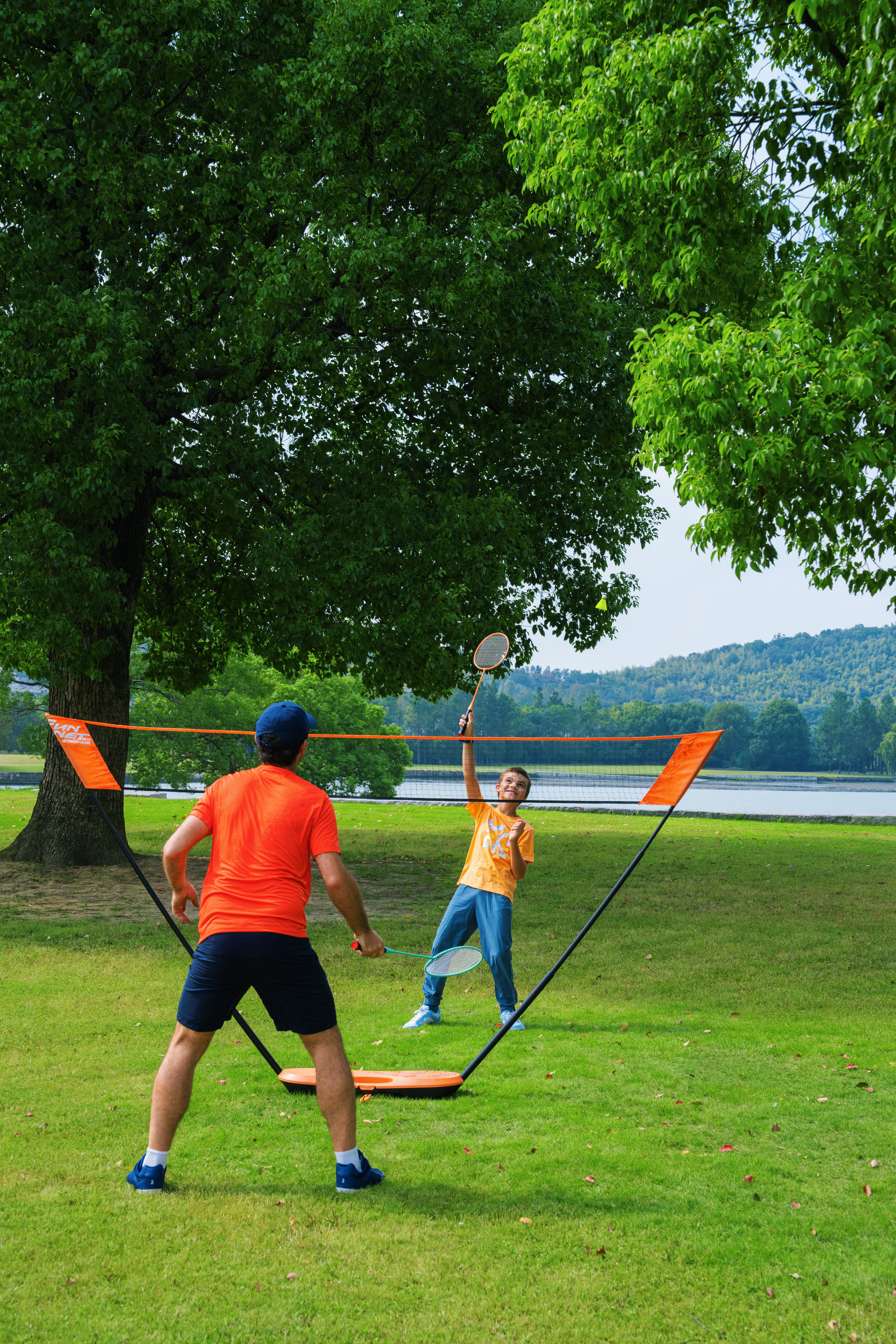 Ensemble de badminton - 2 raquettes 2 volants filet orange - PERFLY