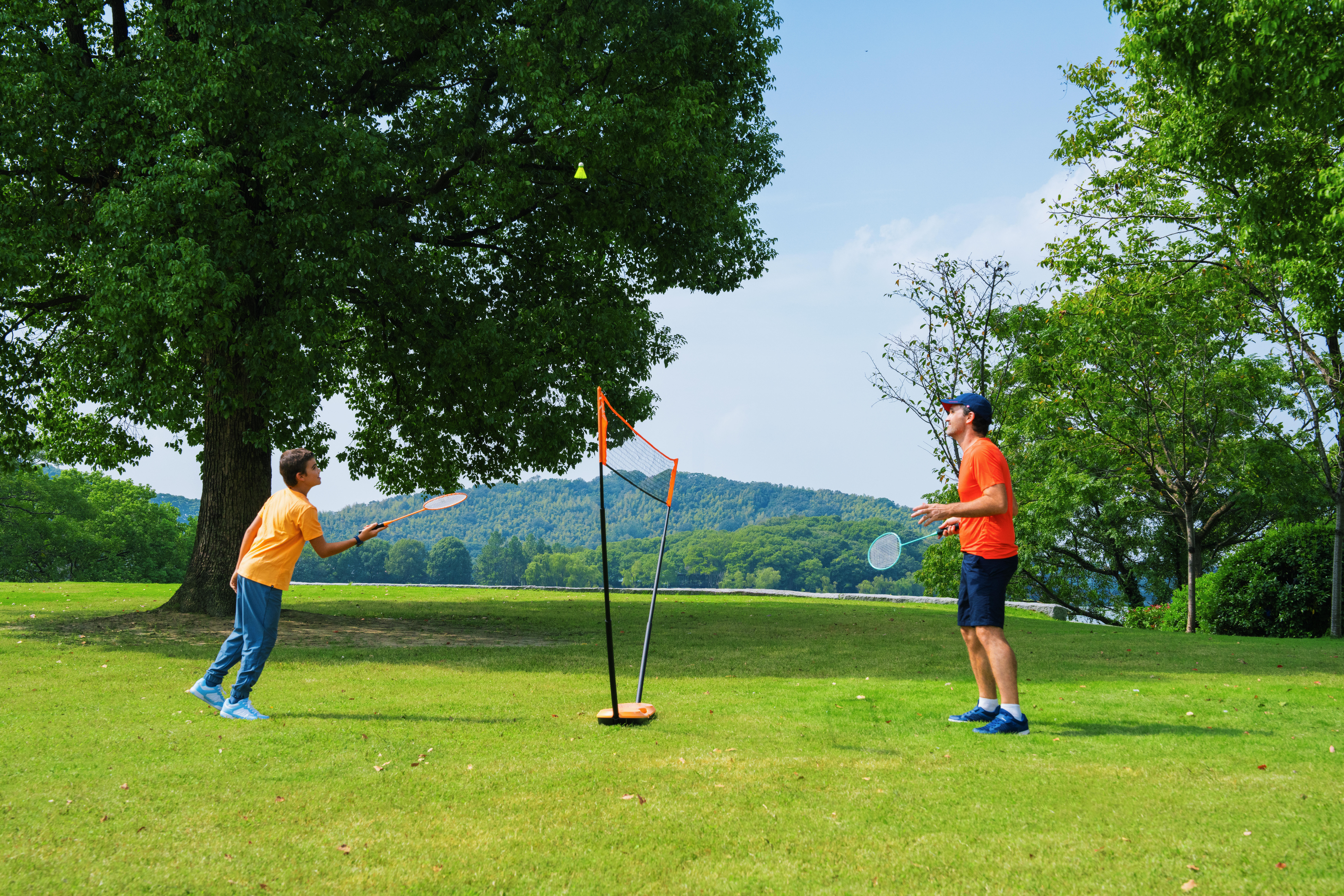 Ensemble de badminton - 2 raquettes 2 volants filet orange - PERFLY
