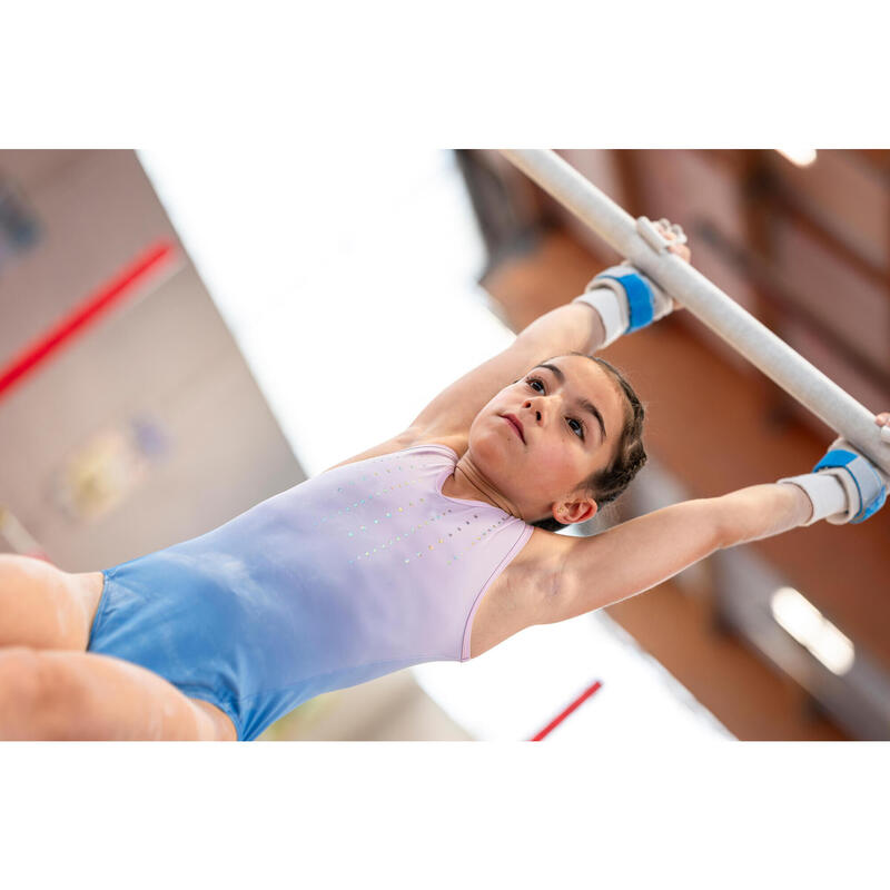 Justaucorps de gymnastique sans manches fille, mauve