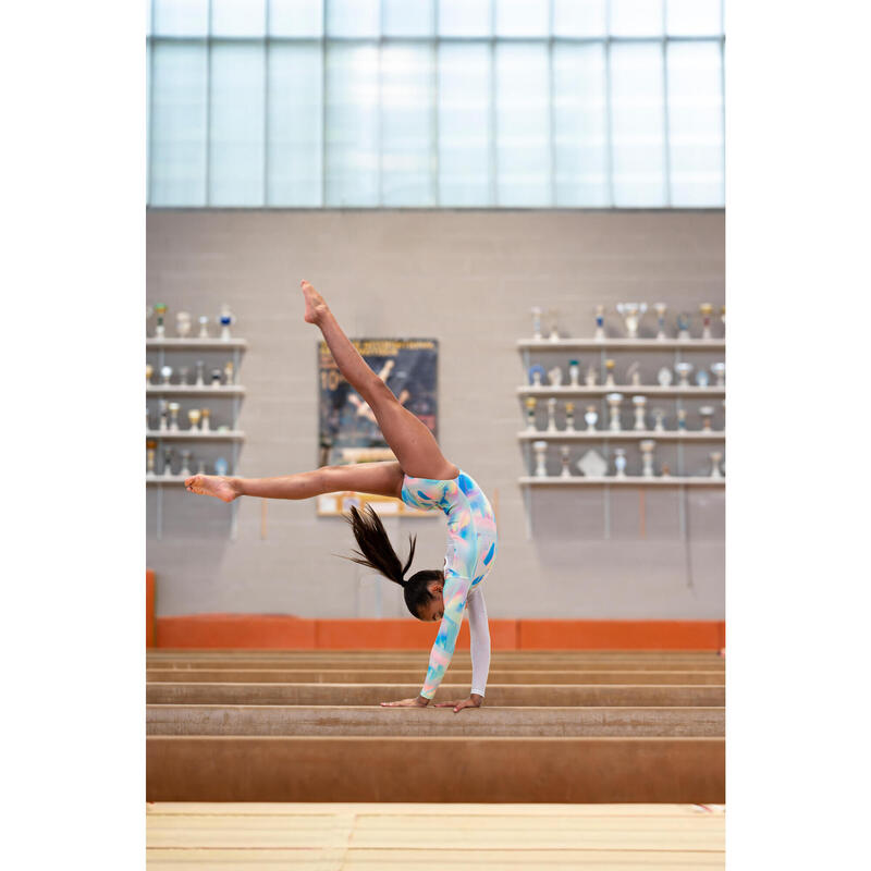 Body Mânecă Lungă cu strasuri Gimnastică Alb Fete