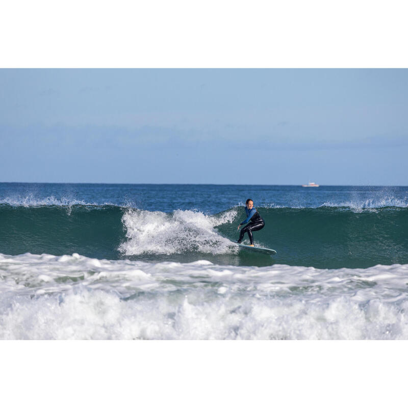 Combinezon surf 500 3/2 Fermoar spate Negru și albastru Damă