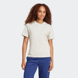 T-shirt de Fitness em Algodão Mulher Bege