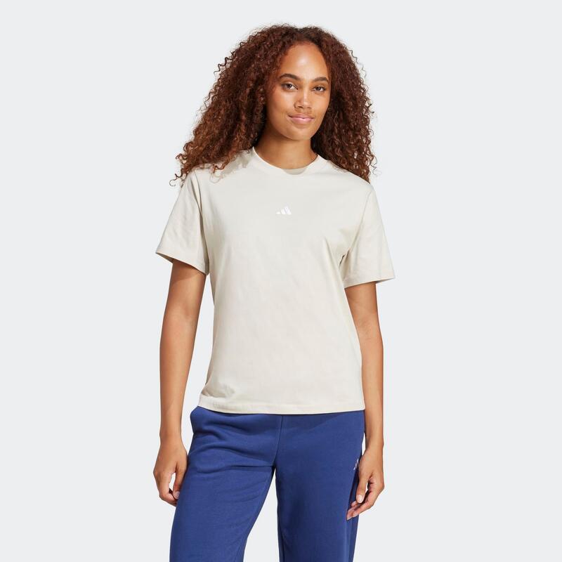 T-shirt de fitness femme en coton, beige