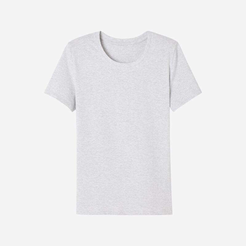 T-shirt fitness femme coton à partir de matière recyclée, gris