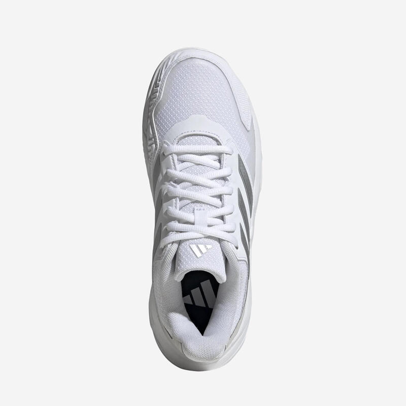 Încălțăminte de tenis pe zgură Adidas Courtjam Control 3 Alb-Gri Damă