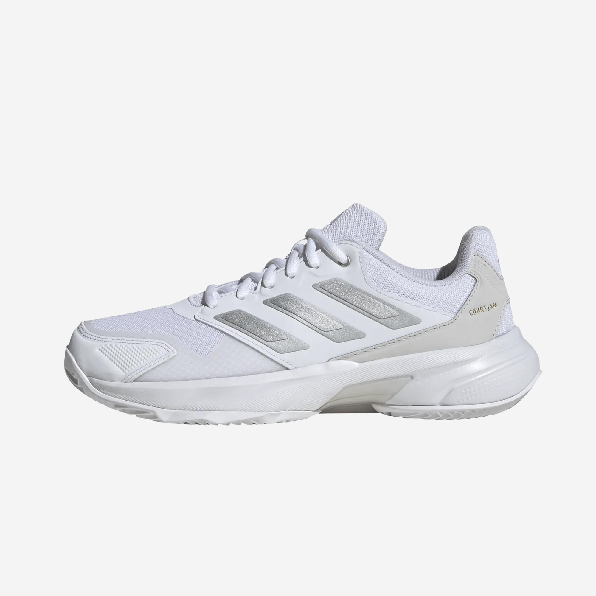 Încălțăminte de tenis pe zgură Adidas Courtjam Control 3 Alb-Gri Damă