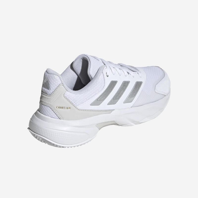 Încălțăminte de tenis pe zgură Adidas Courtjam Control 3 Alb-Gri Damă