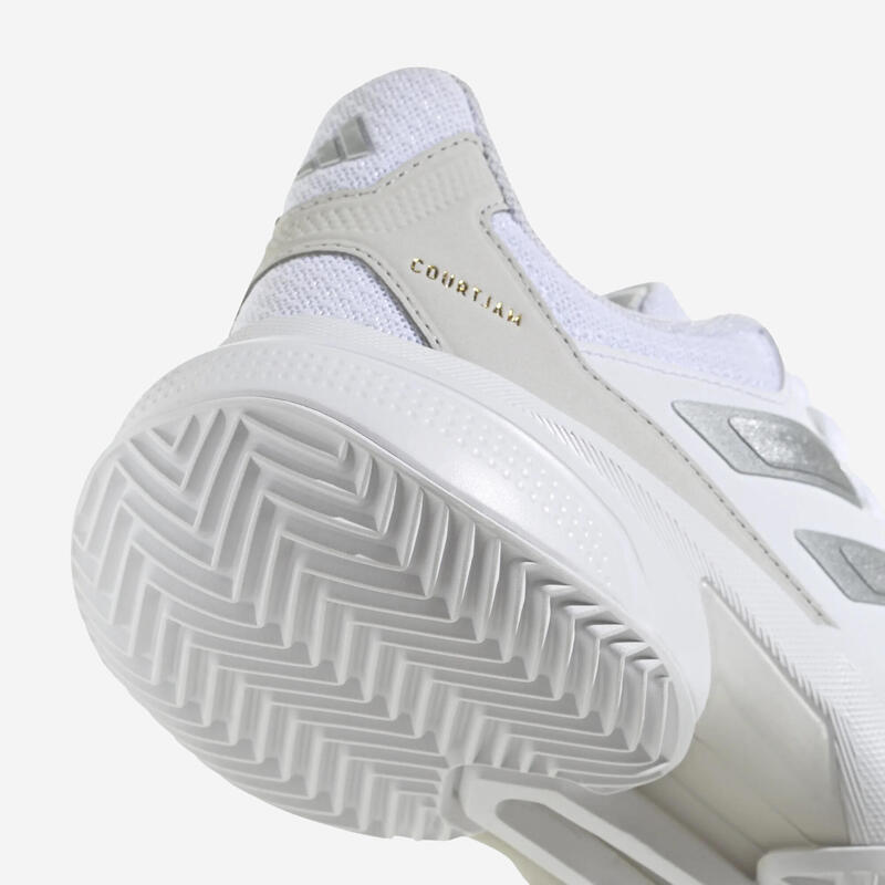 Încălțăminte de tenis pe zgură Adidas Courtjam Control 3 Alb-Gri Damă