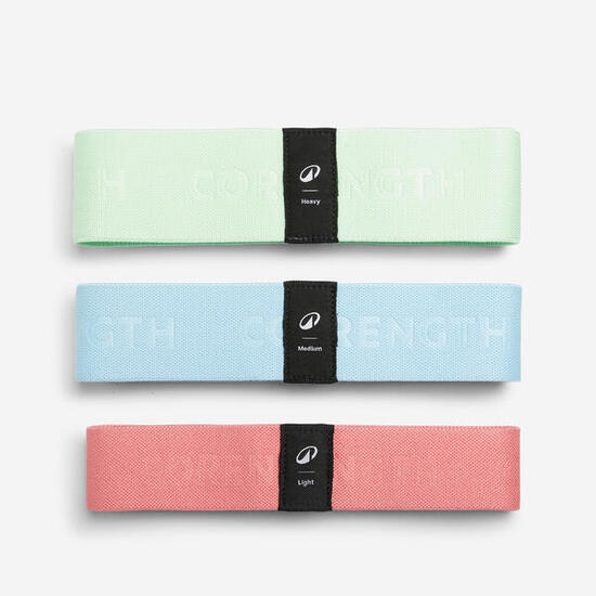 Pack de 3 élastiques textiles pour fessier de fitness