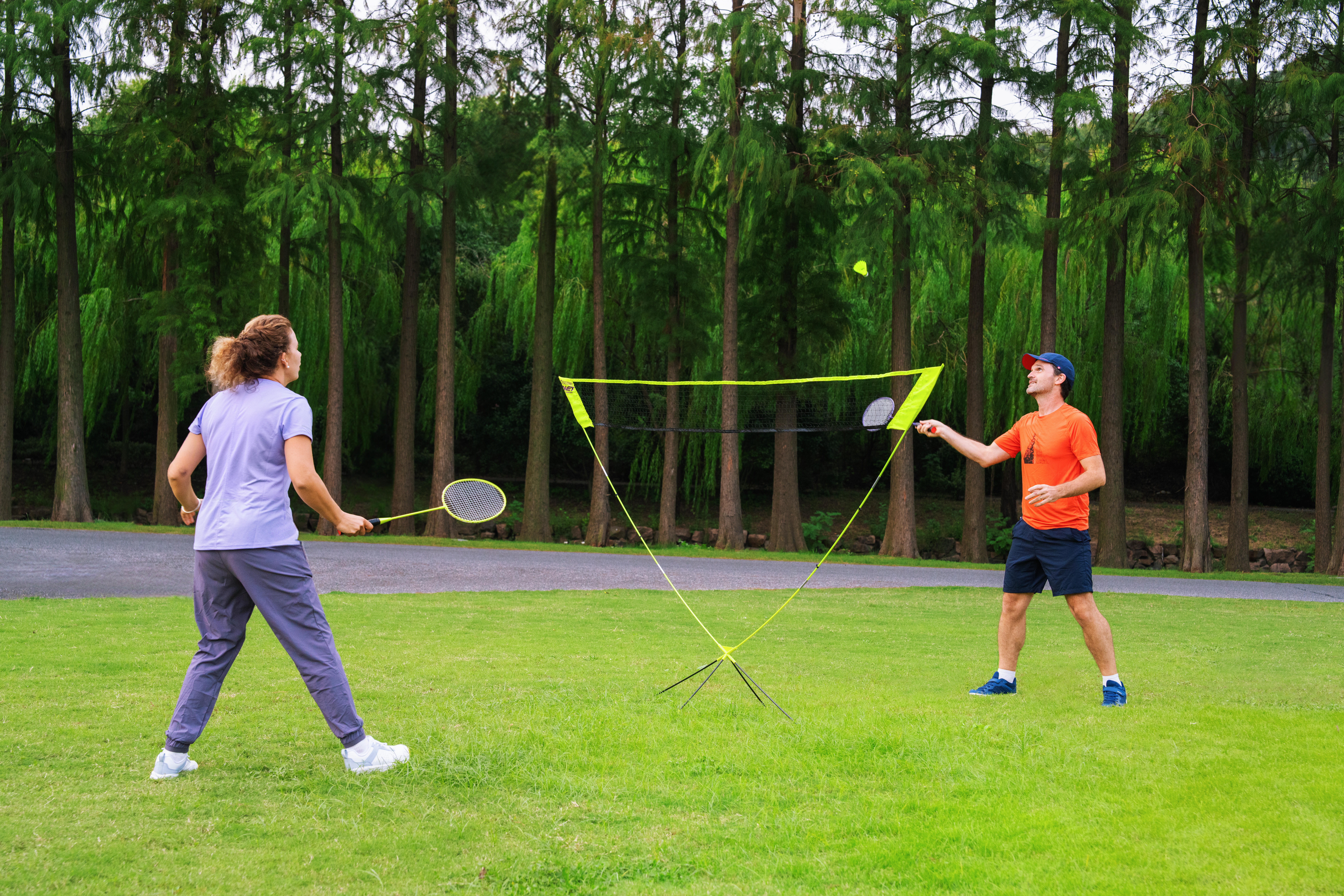 Badminton Set - 2-Racket 2-Shuttle & Net Yellow - DECATHLON