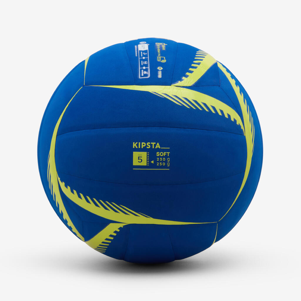 Ballon de volley-ball - vb500 soft 230/250 g bleu et jaune
