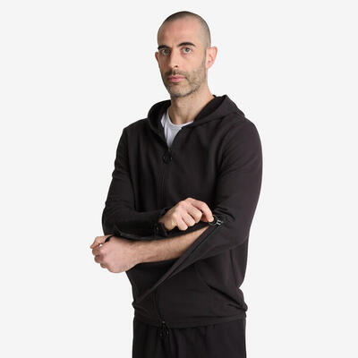 Felpa uomo mobilità ridotta palestra con zip leggera nera