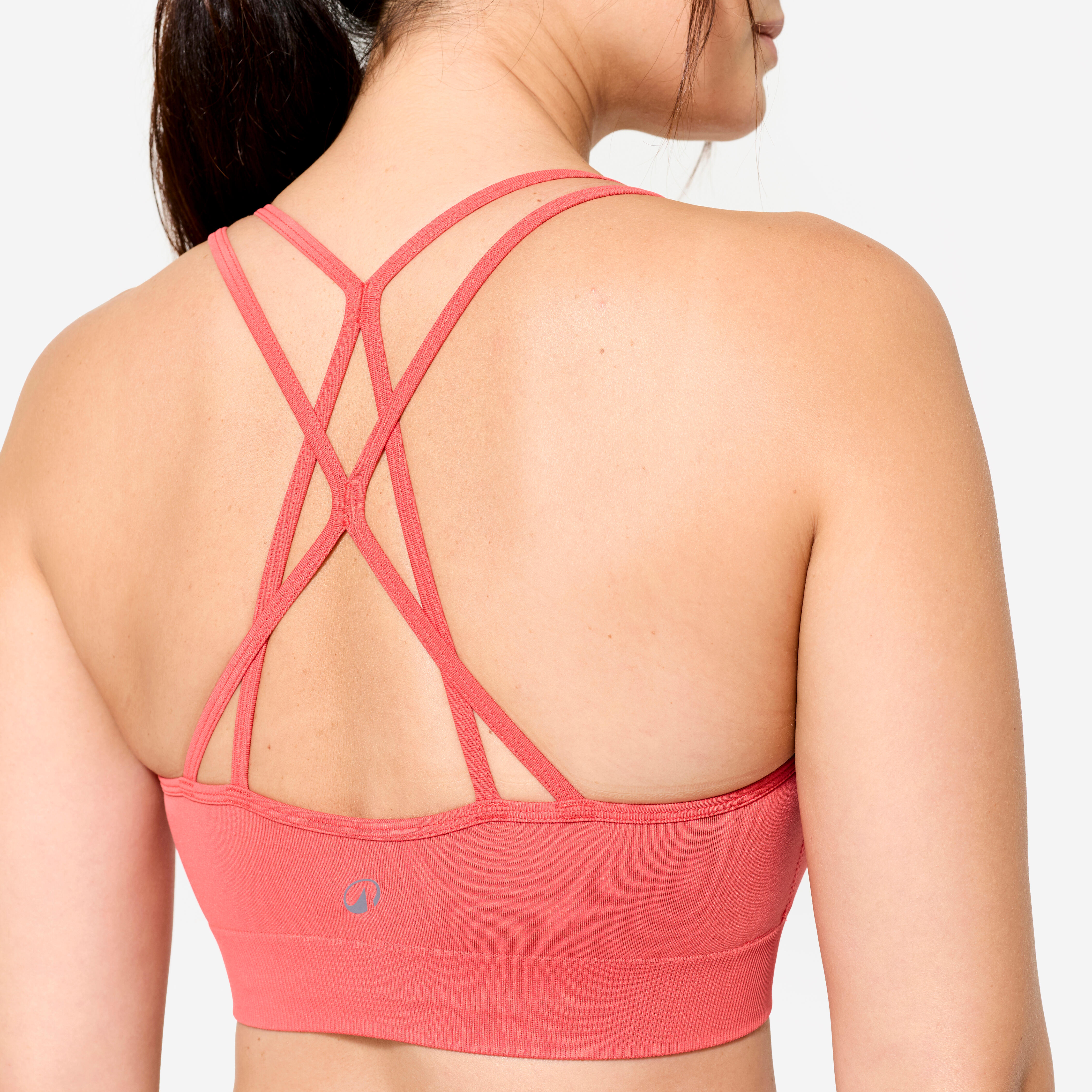 Brassière bretelles croisées maintien léger femme - rose - DOMYOS