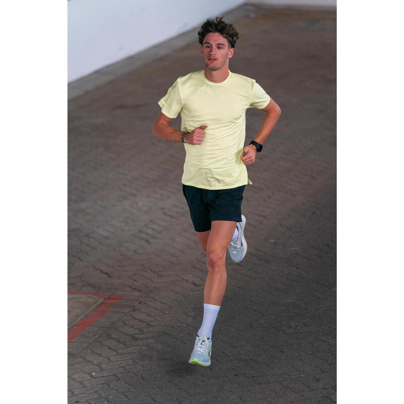 Tricou respirant Alergare Jogging KIPRUN Run 500 Dry Galben Bărbați