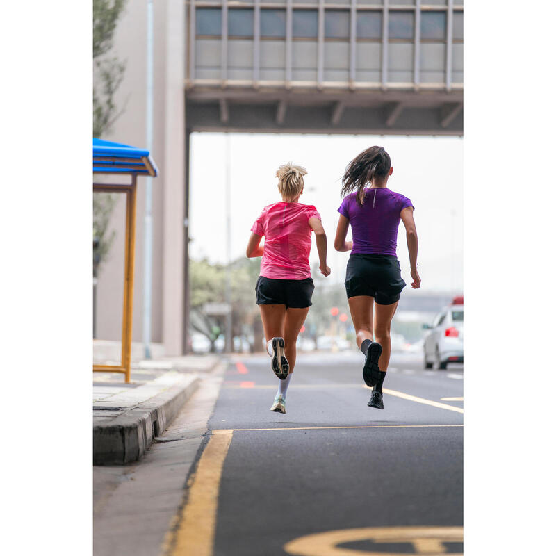 T-shirt running & trail sans couture femme - kiprun run 500 confort rose