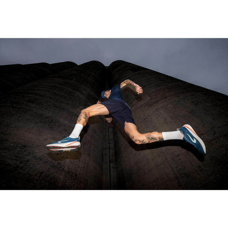Tricou respirant alergare Kiprun Run 500 Albastru-Negru Bărbați
