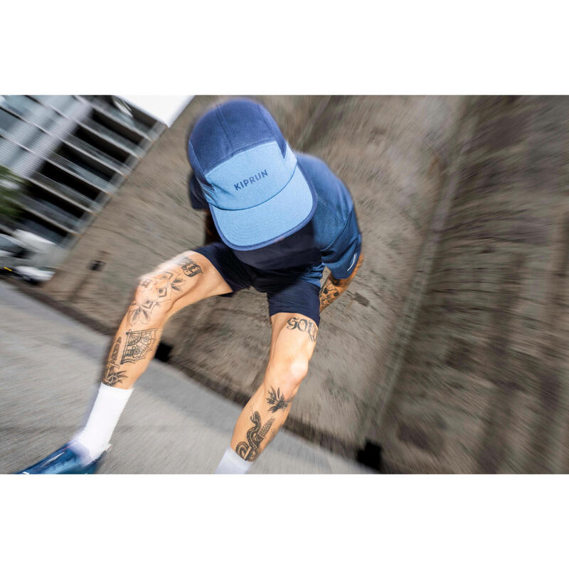 T-shirt running respirant Homme,  Kiprun Run 500 bleu noir