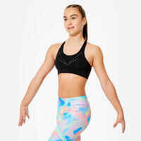 Girl's Breathable Gym Bra - Black with Sequins