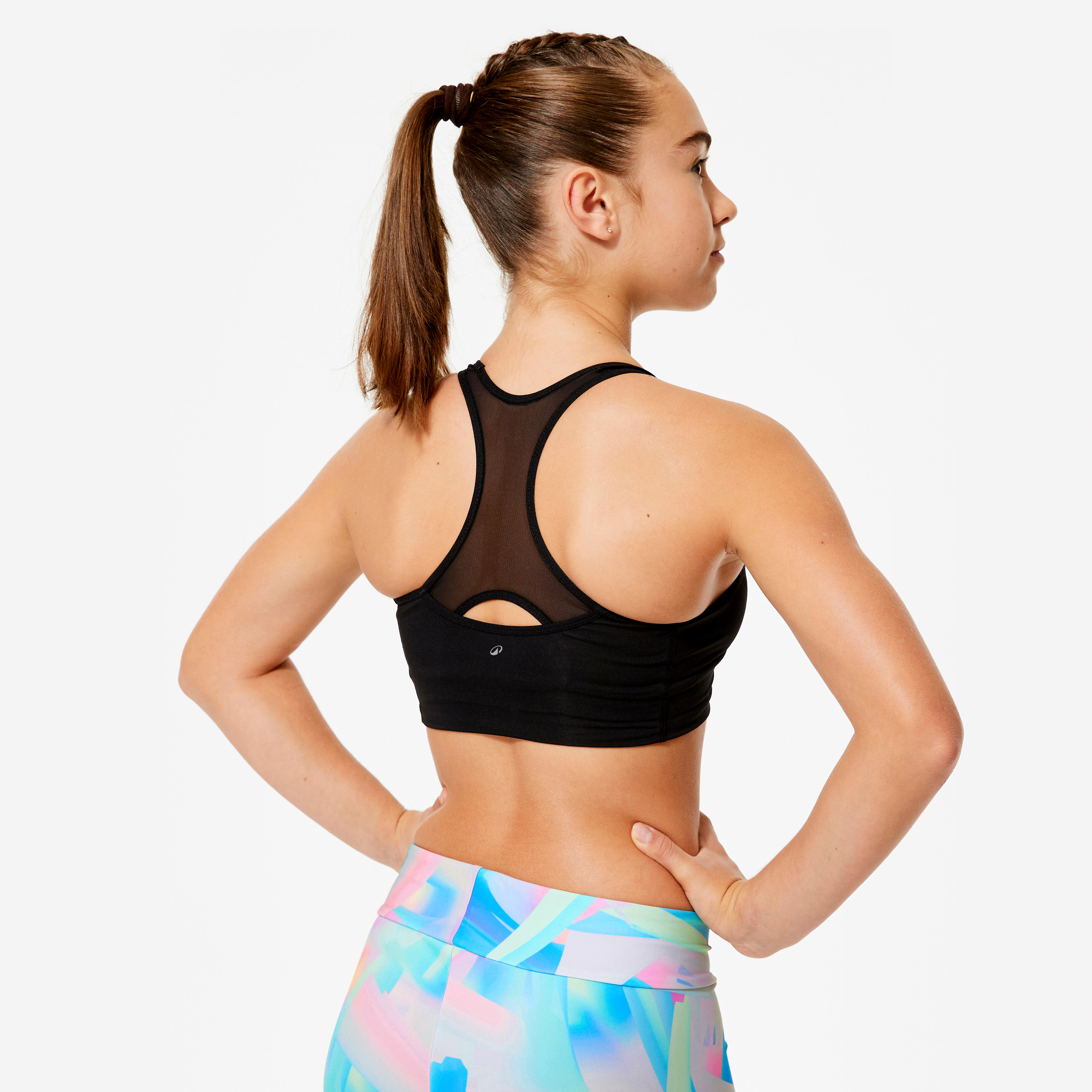 Girl's Gymnastics Sports Bra - 500 Black - DOMYOS