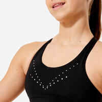 Girl's Breathable Gym Bra - Black with Sequins