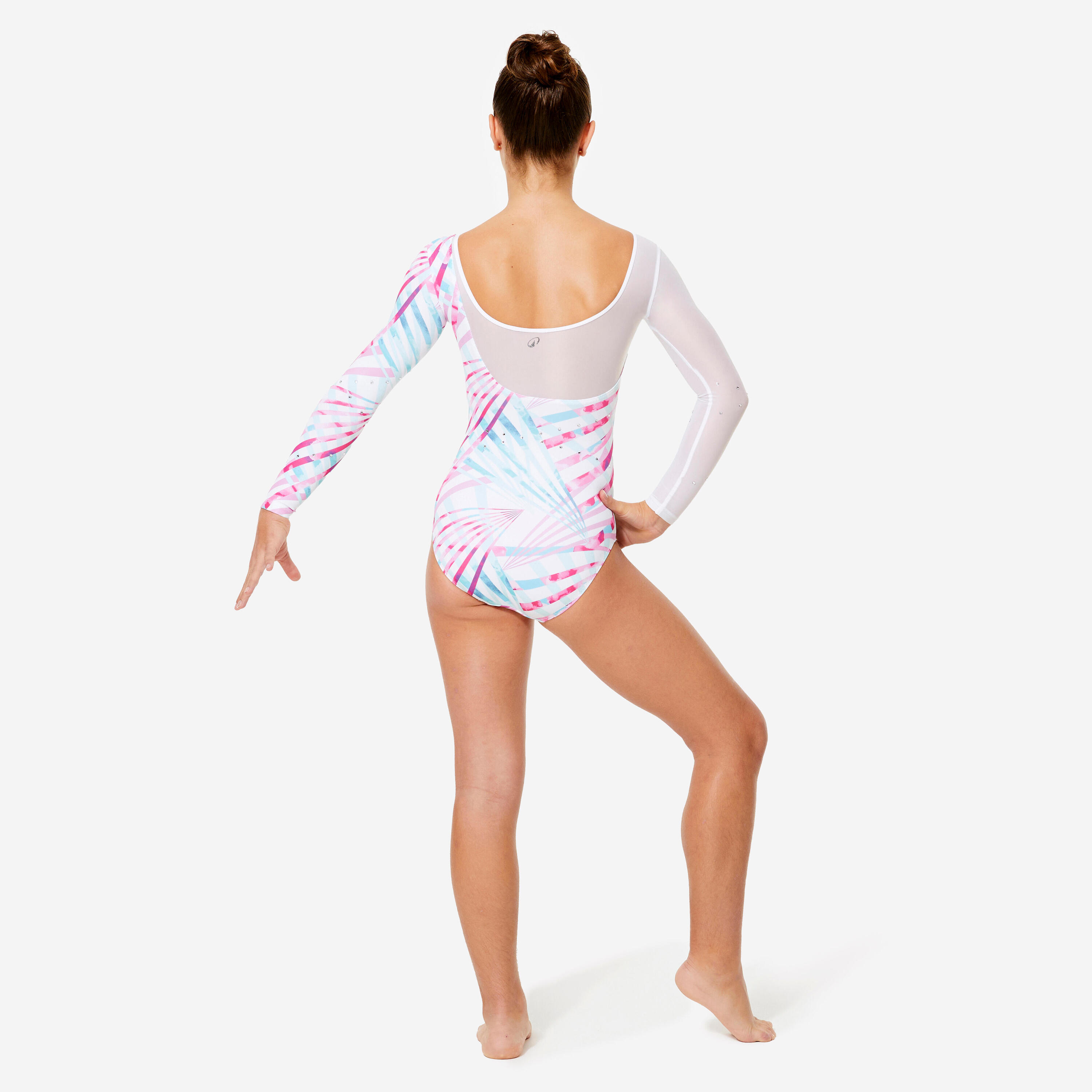 Gymnastikanzug Turnanzug Strass - weiß mit Print 4/4