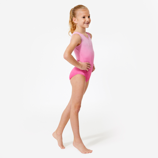 Justaucorps de gymnastique sans manches fille, rose