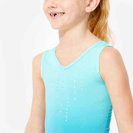 Girls' Sleeveless Gymnastics Leotard - Turquoise