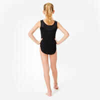 Girls' Sleeveless Crew Neck Gym Leotard JSM 540 - Black with Blue Sequins