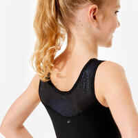 Girls' Sleeveless Crew Neck Gym Leotard JSM 540 - Black with Blue Sequins