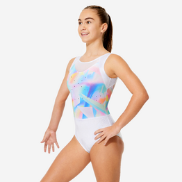 Justaucorps de gymnastique sans manches fille, blanc