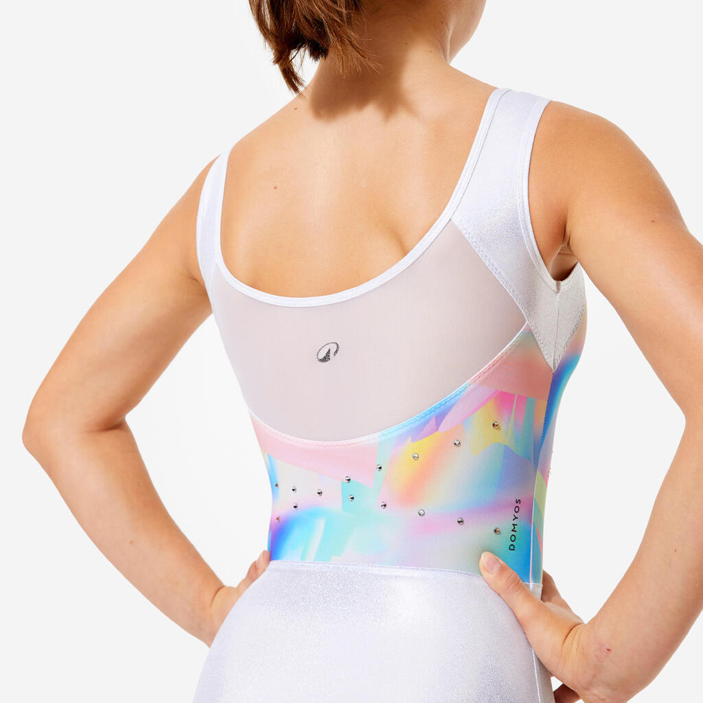 Girls' Sleeveless Gymnastics Leotard - White