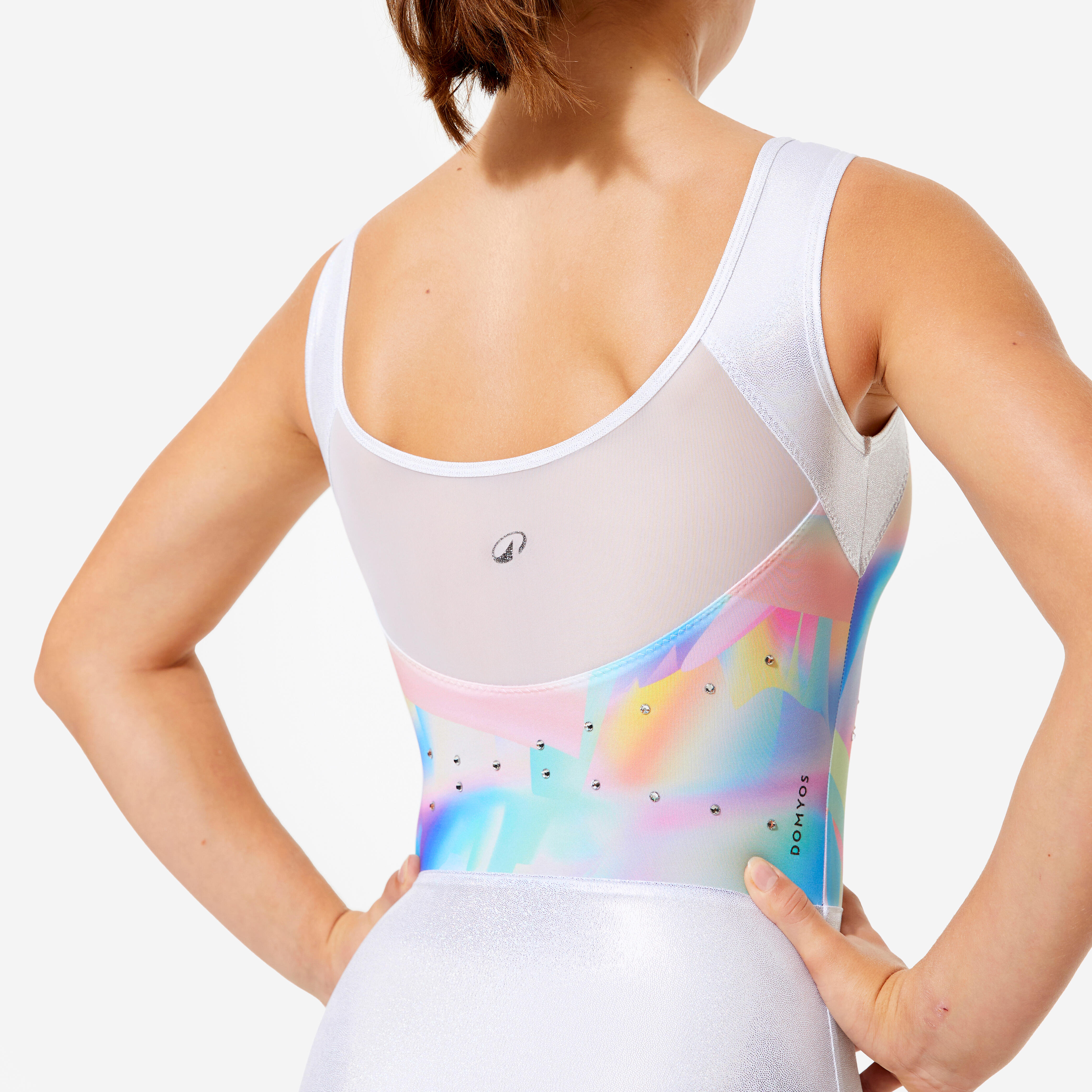 TiaoBug Turnpakje voor meisjes, metallic, met vlam, mouwloos, tricot
