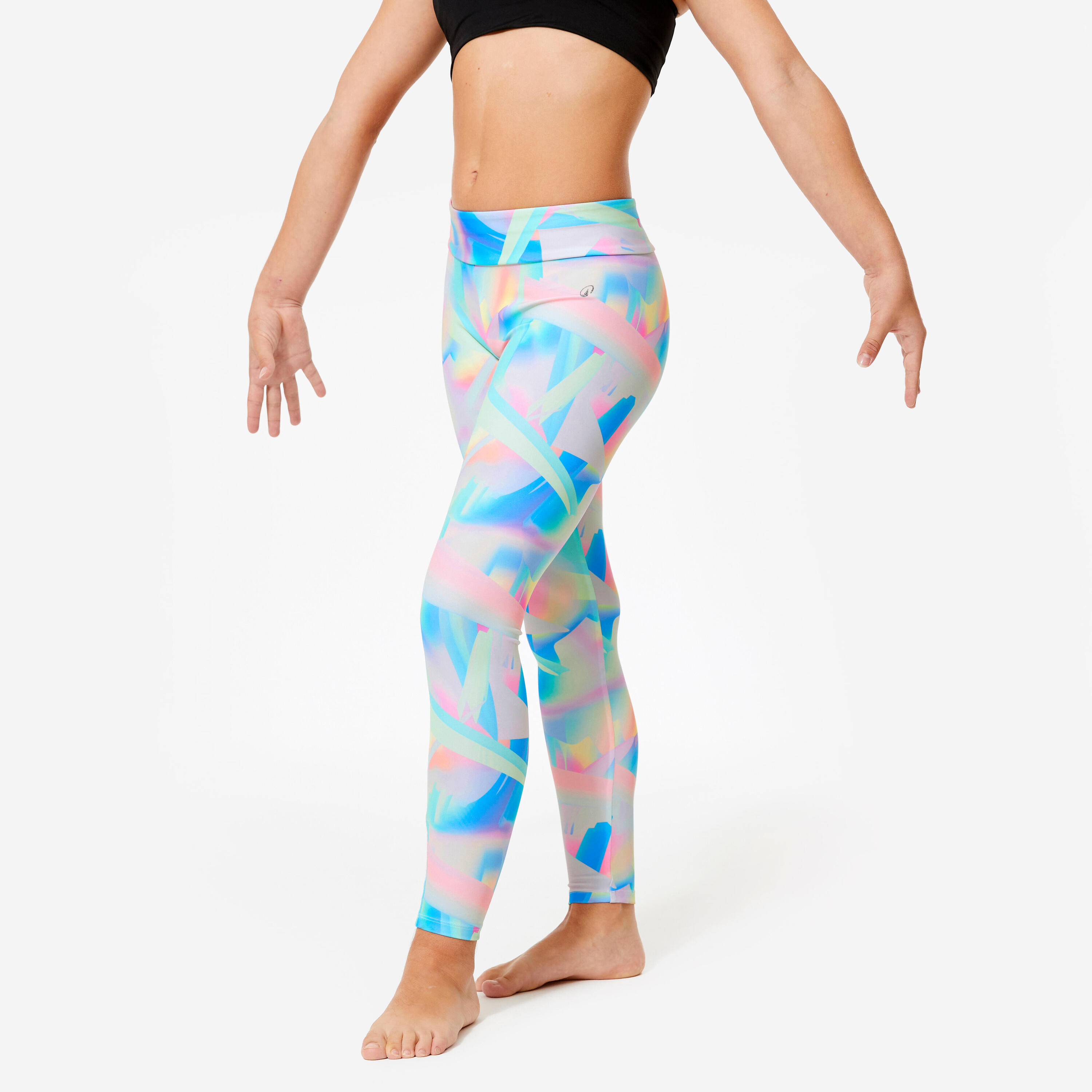 DOMYOS Leggings Gimnasia Niña Blanco Talle Alto