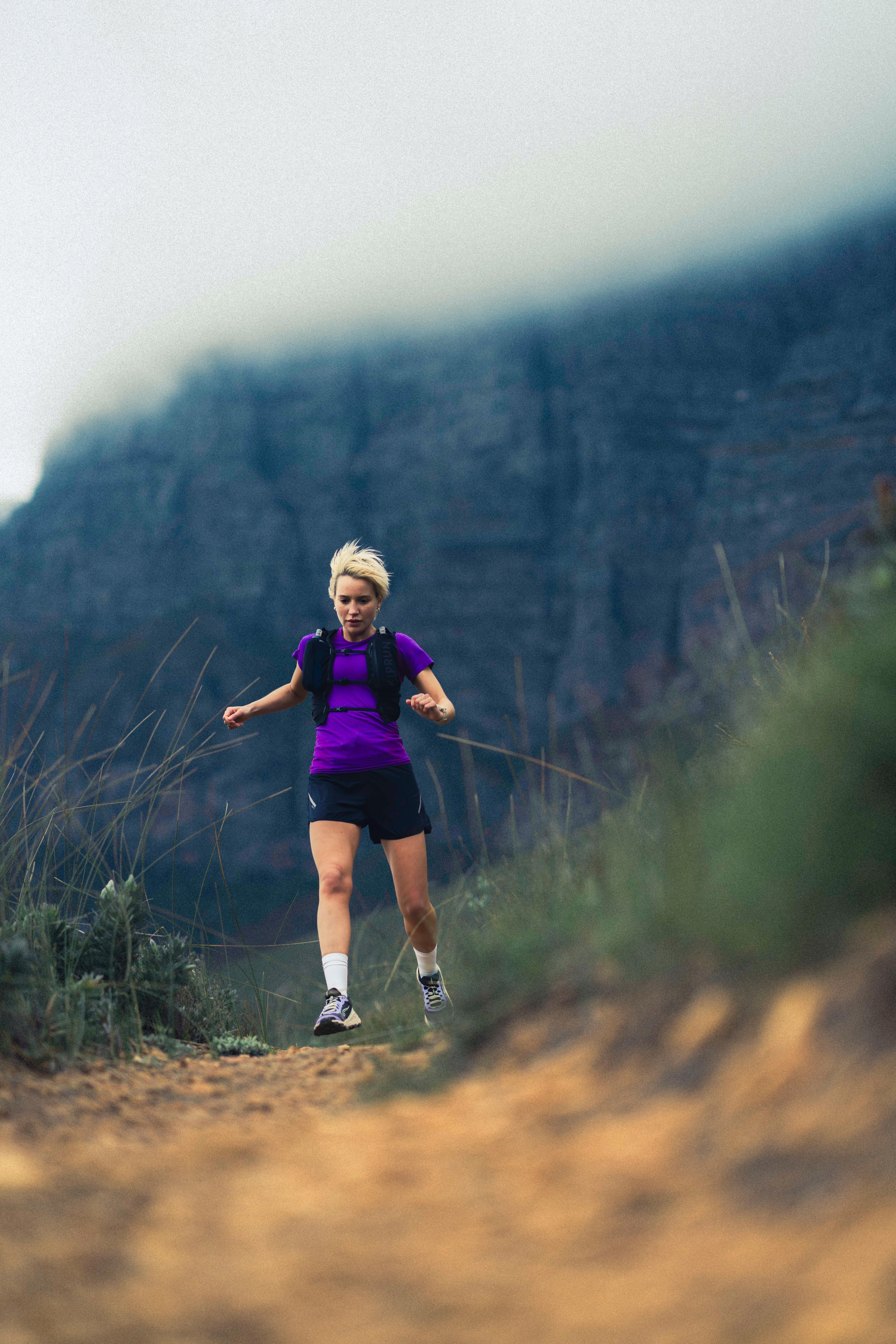 Women's Seamless Running &Trail Running T-Shirt - Run 500 Comfort Purple - KIPRUN