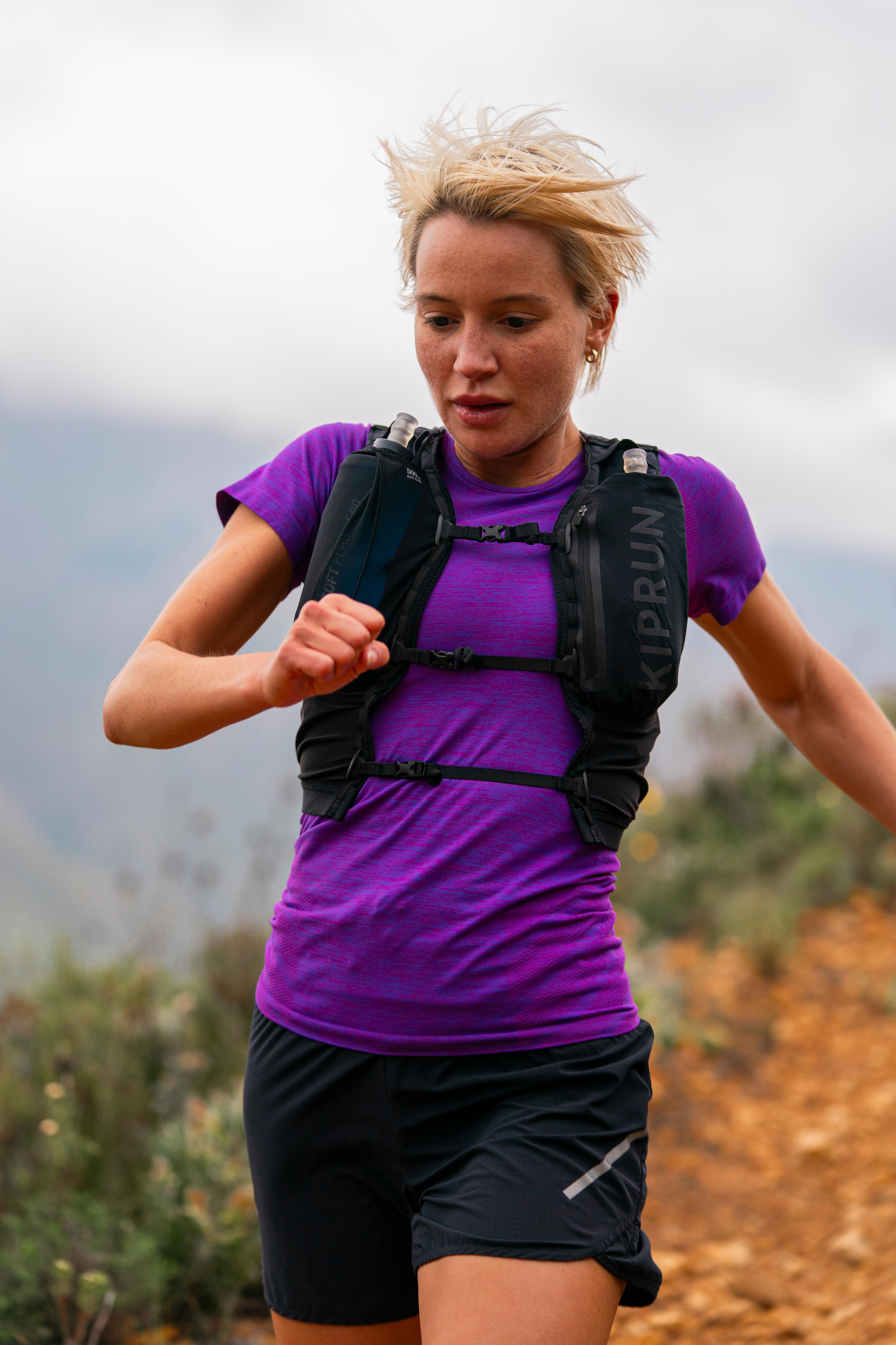 Women's Seamless Running &Trail Running T-Shirt - Run 500 Comfort Purple - KIPRUN