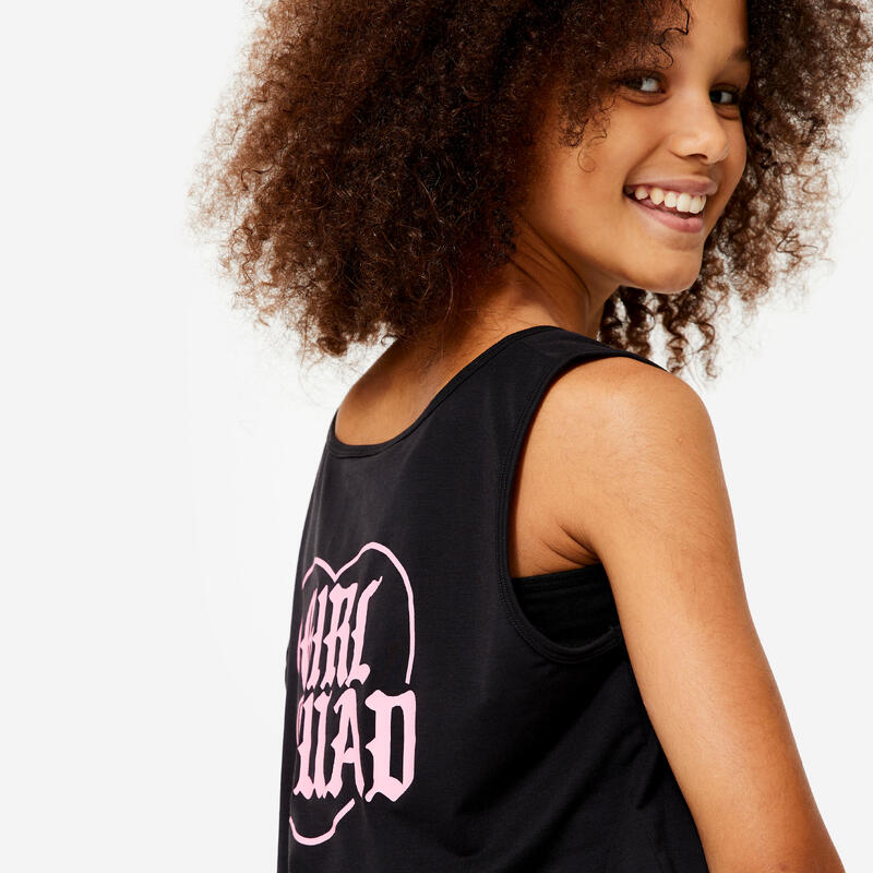 Dance-Top Mädchen Modern Jazz Dance Crop Top fliessend - graphit/rosa 