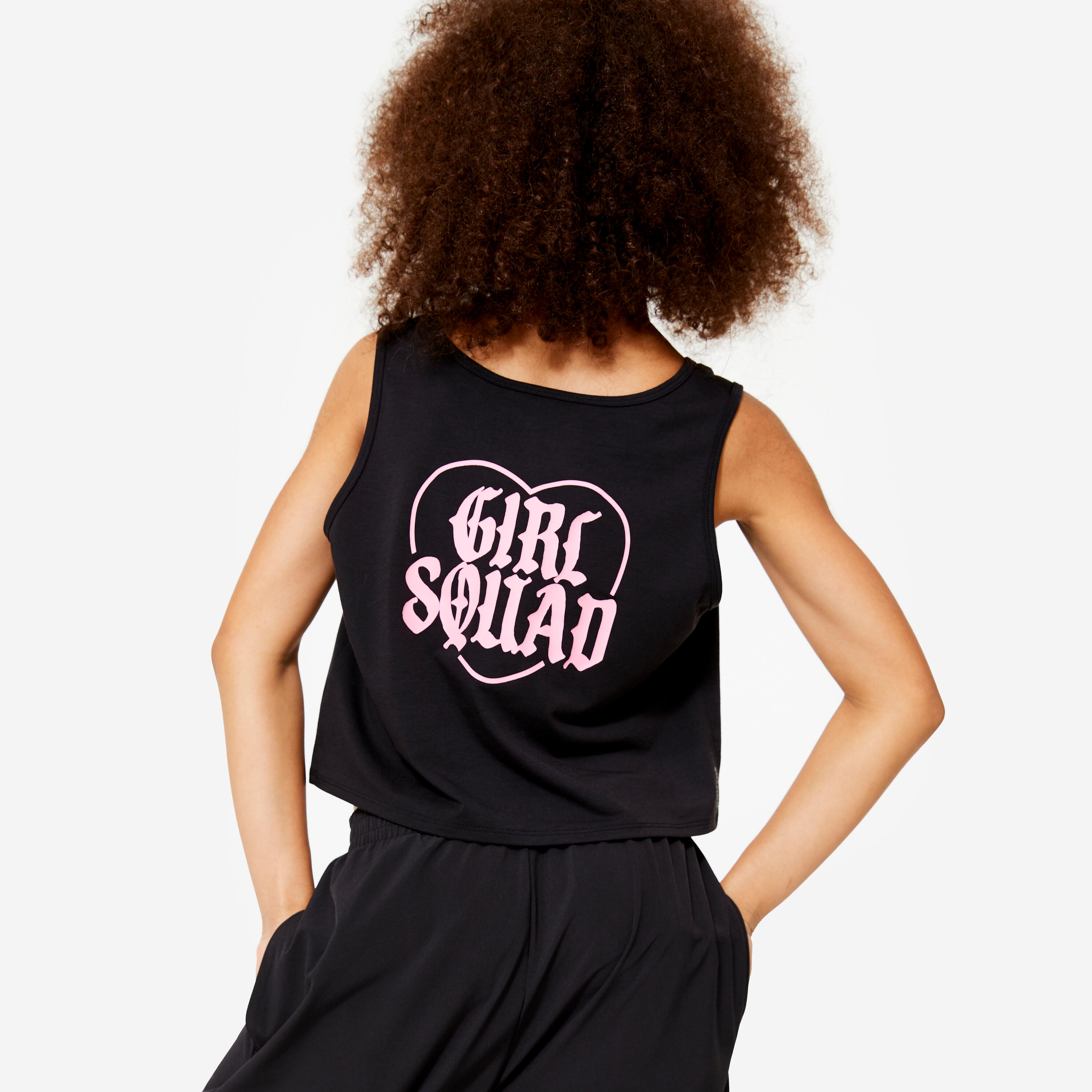 Soepele croptop voor moderne dans meiden zwart met opdruk Girl Squad 5/5
