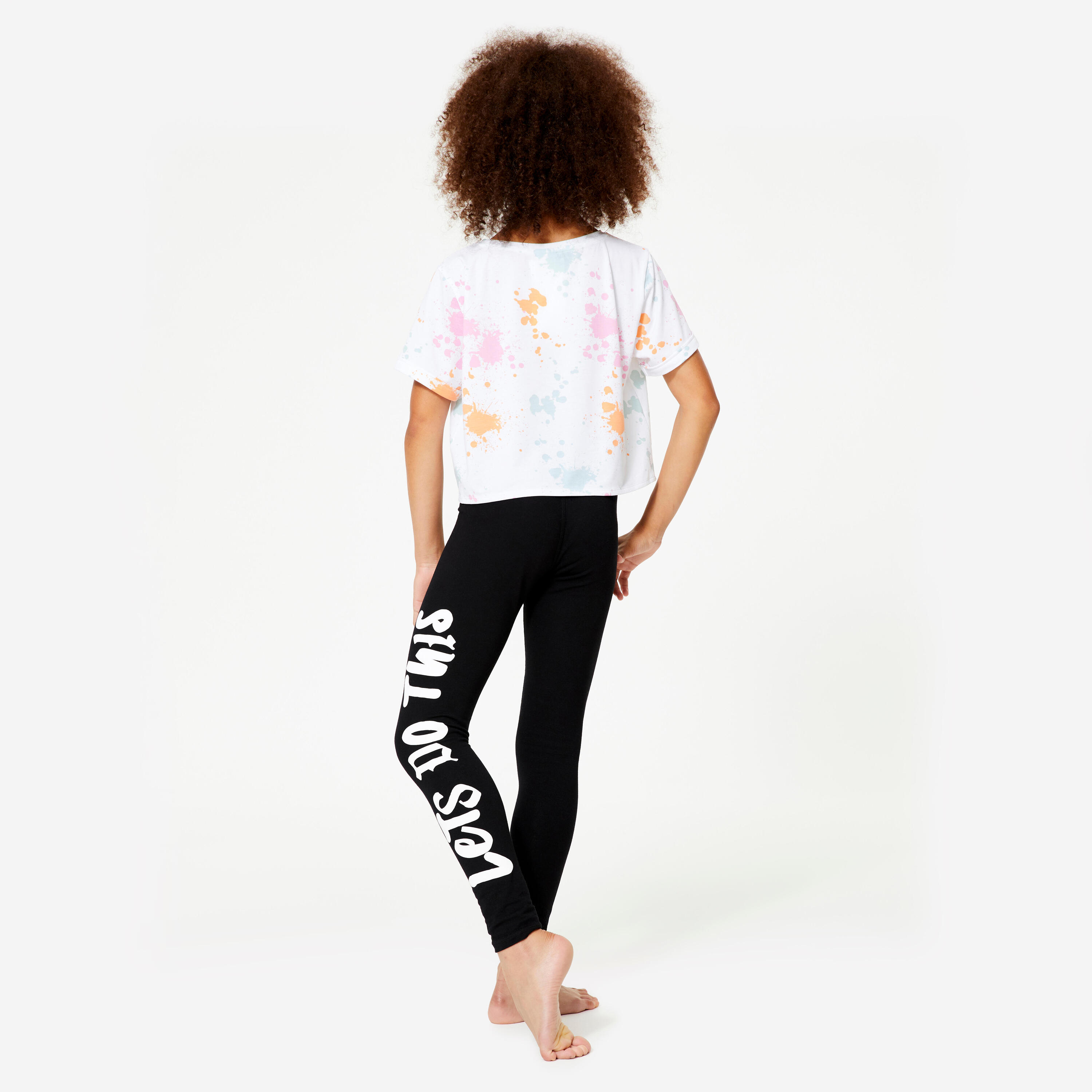 Tanz-Leggings Mädchen Modern Dance hoher Taillenbund - schwarz/weiß   5/5