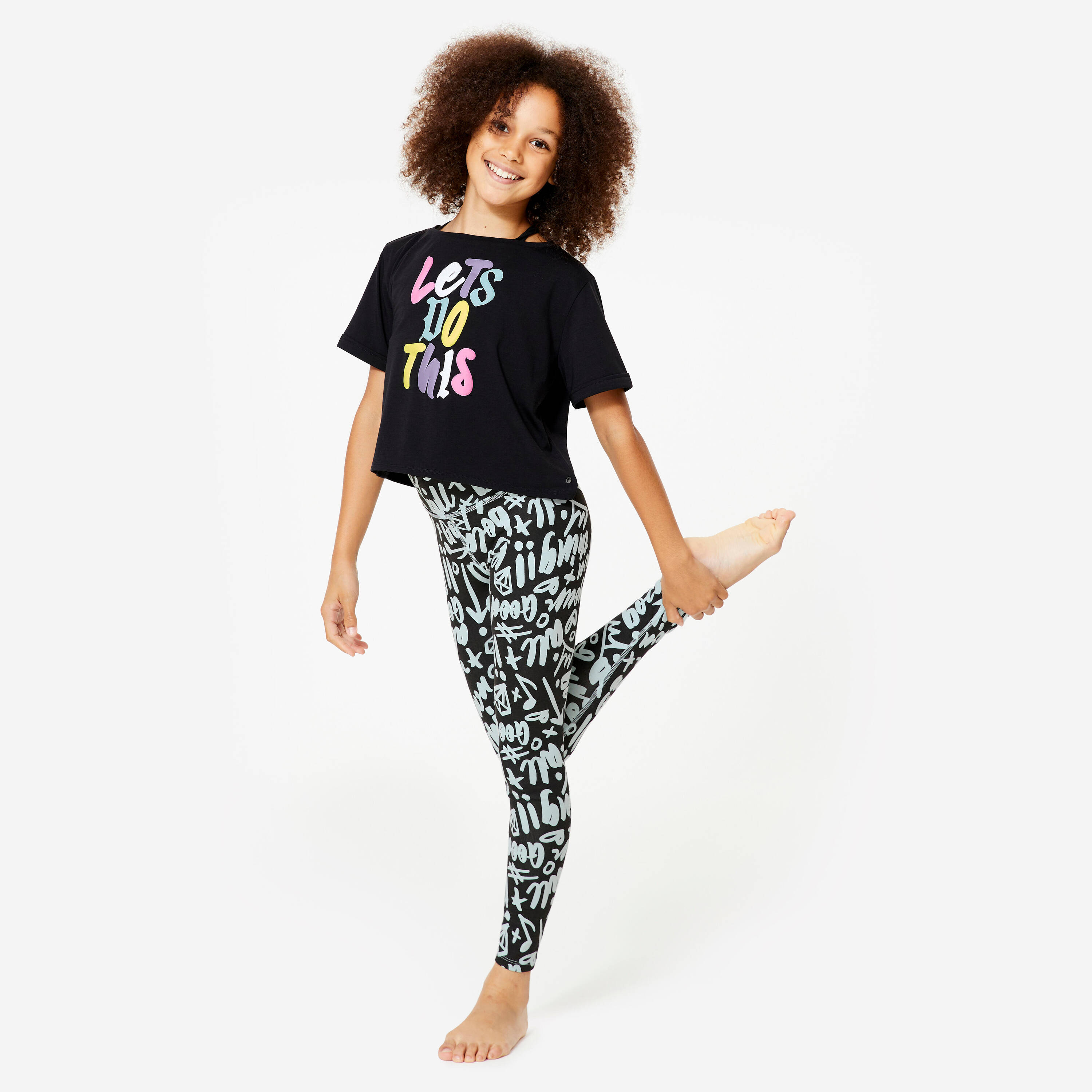 Girl's Modern Dance/Jazz Crop Top - Graphite Black/Begonia Pink -  2