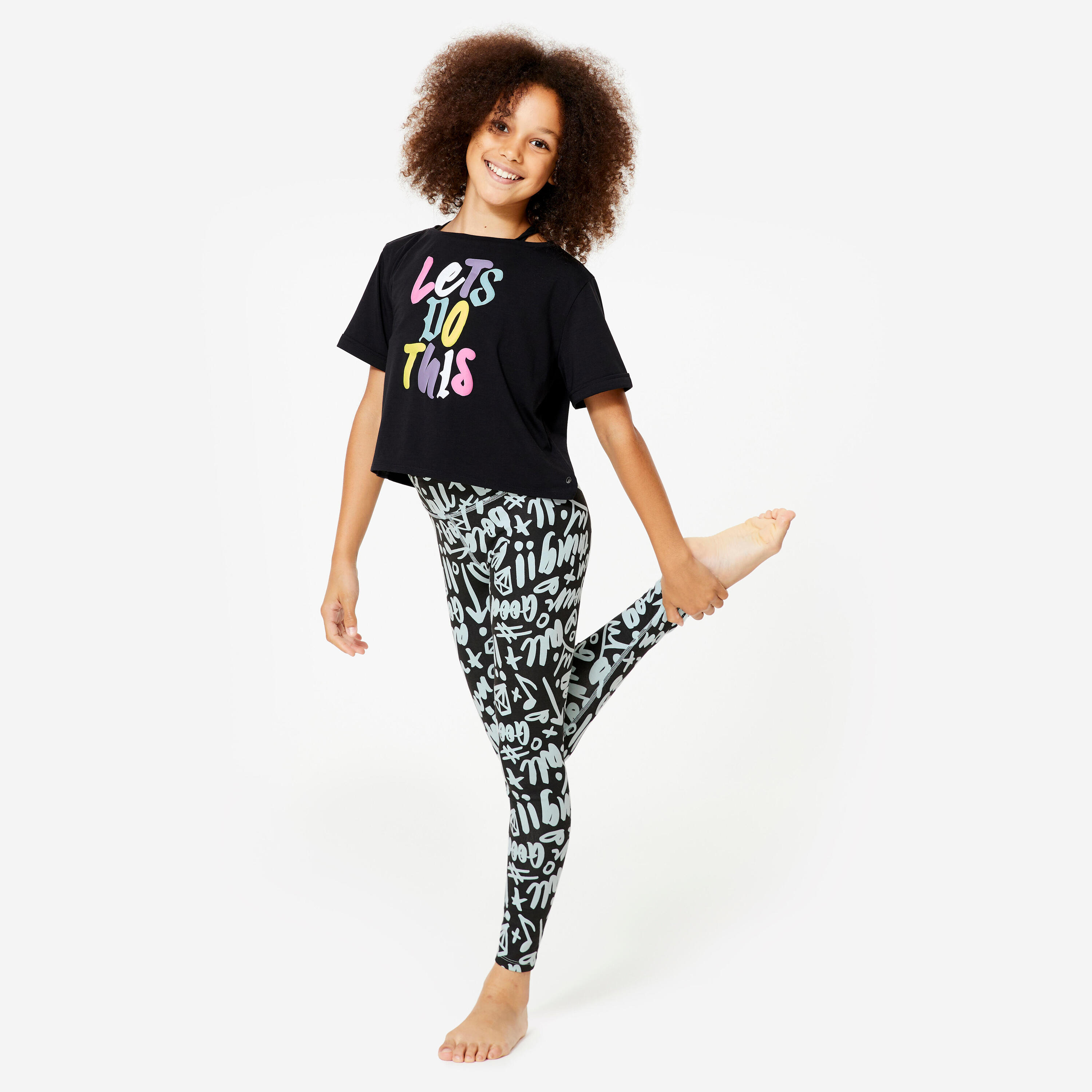 Dance-Shirt Mädchen Modern Jazz Dance Crop Top - graphit/rosa 2/5