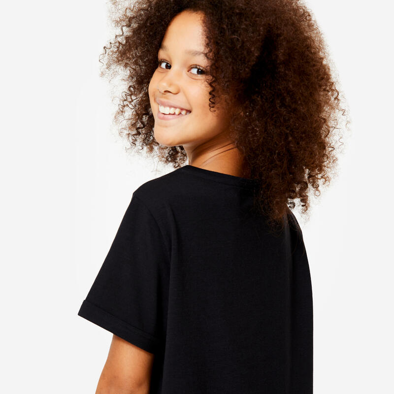 Tricou scurt pentru dans modern jazz, fete, negru-roz