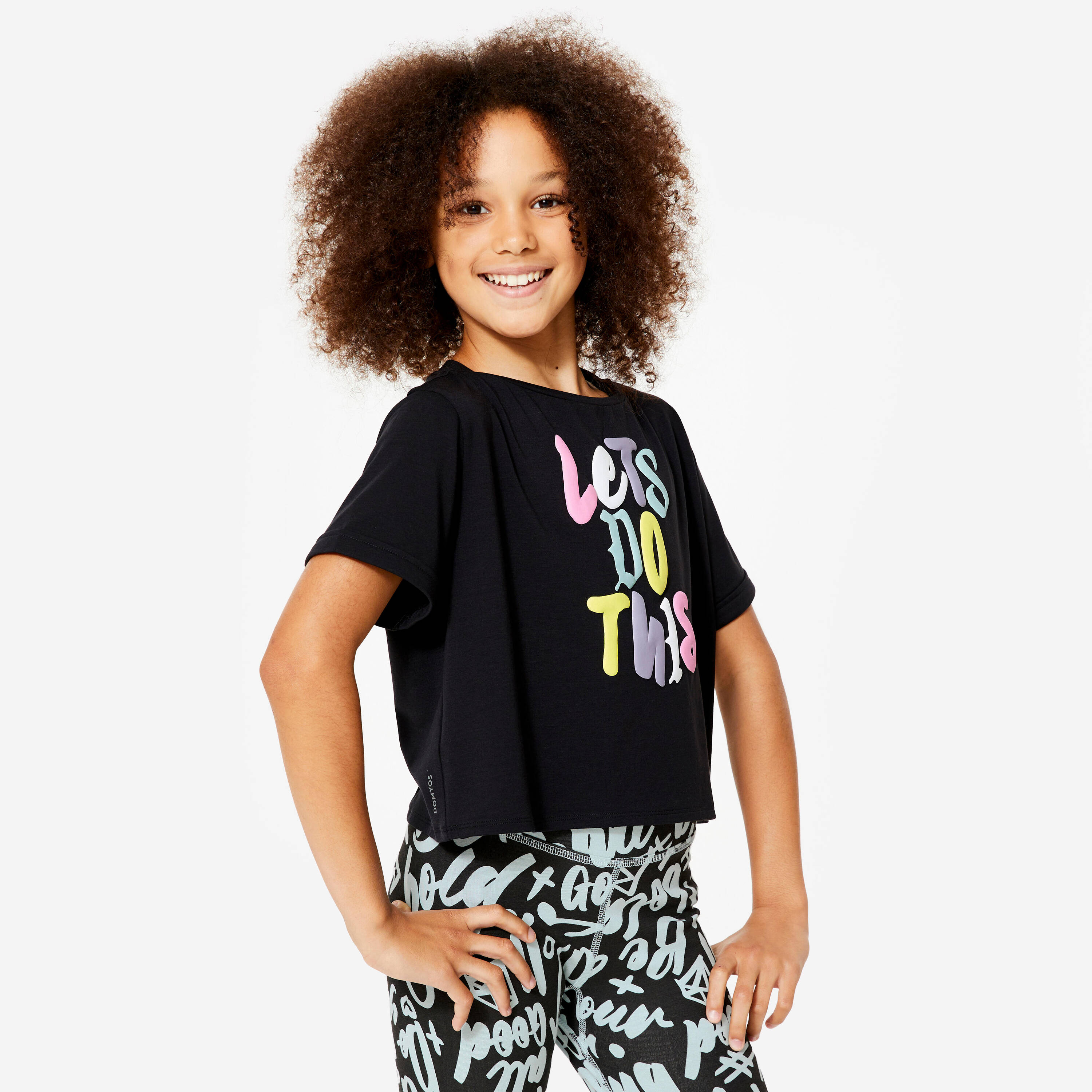 Girl's Modern Dance/Jazz Crop Top - Graphite Black/Begonia Pink -  3