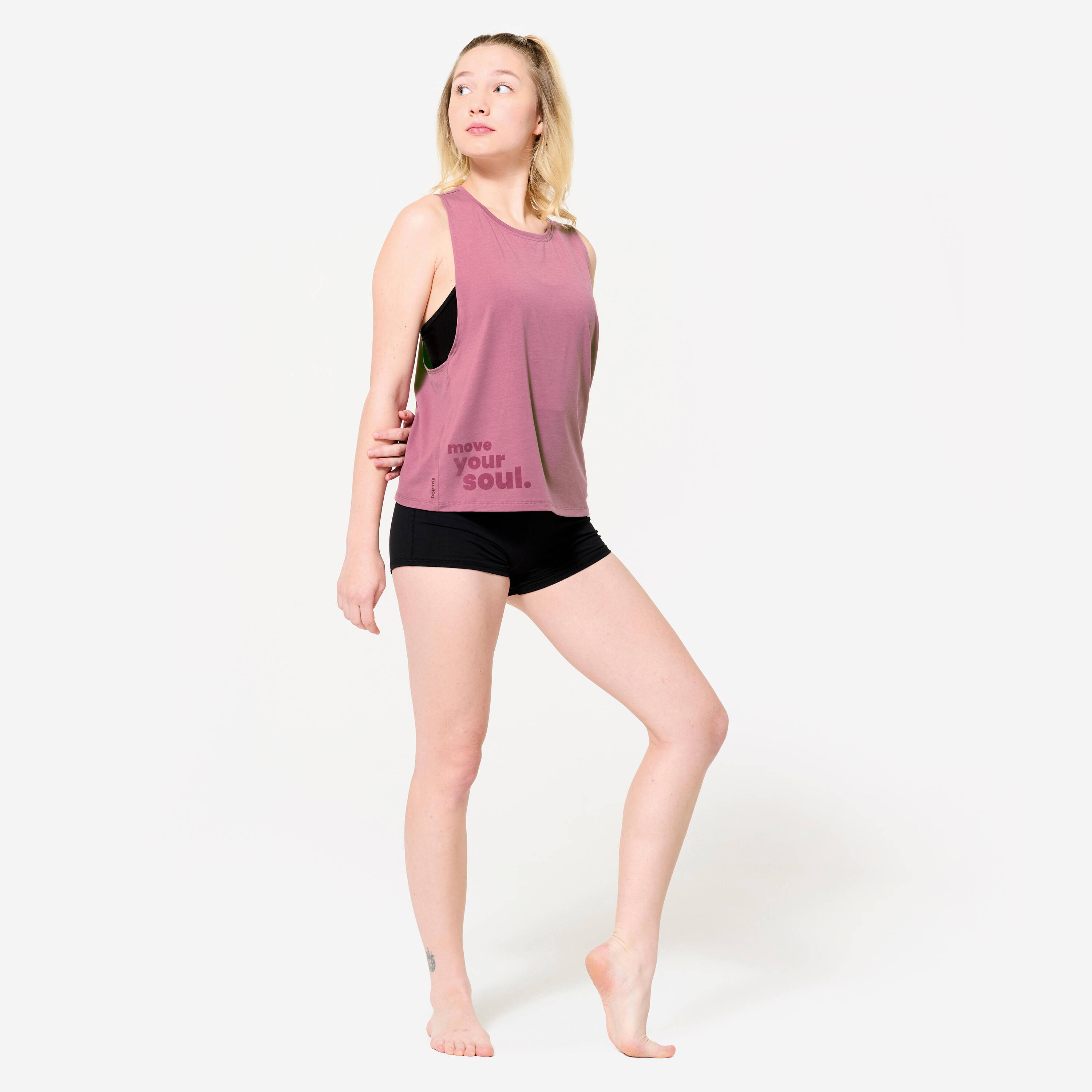 Women's Wide Armhole Cropped Modern Jazz Tank Top - Purple -  3