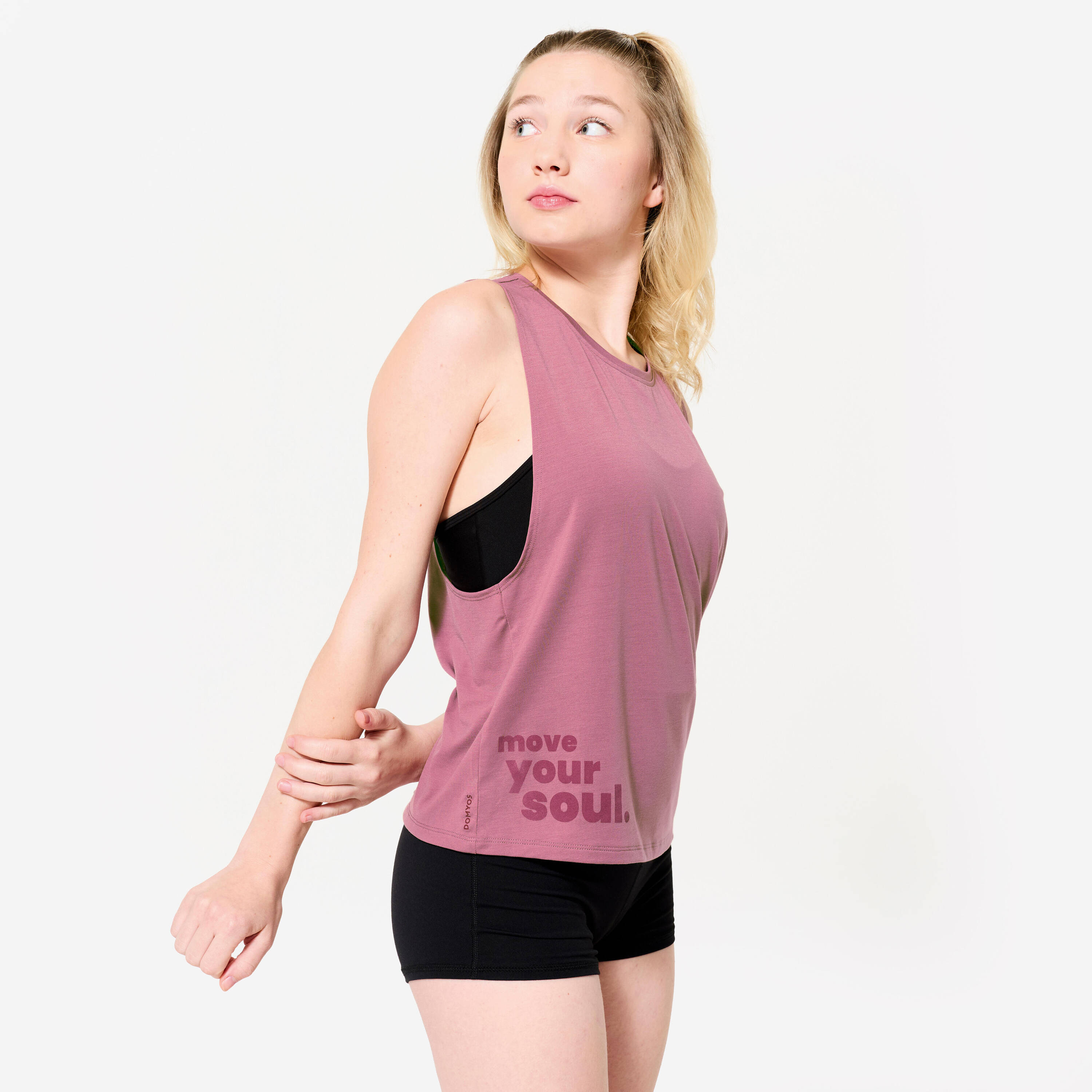 Women's Wide Armhole Cropped Modern Jazz Tank Top - Purple -  2