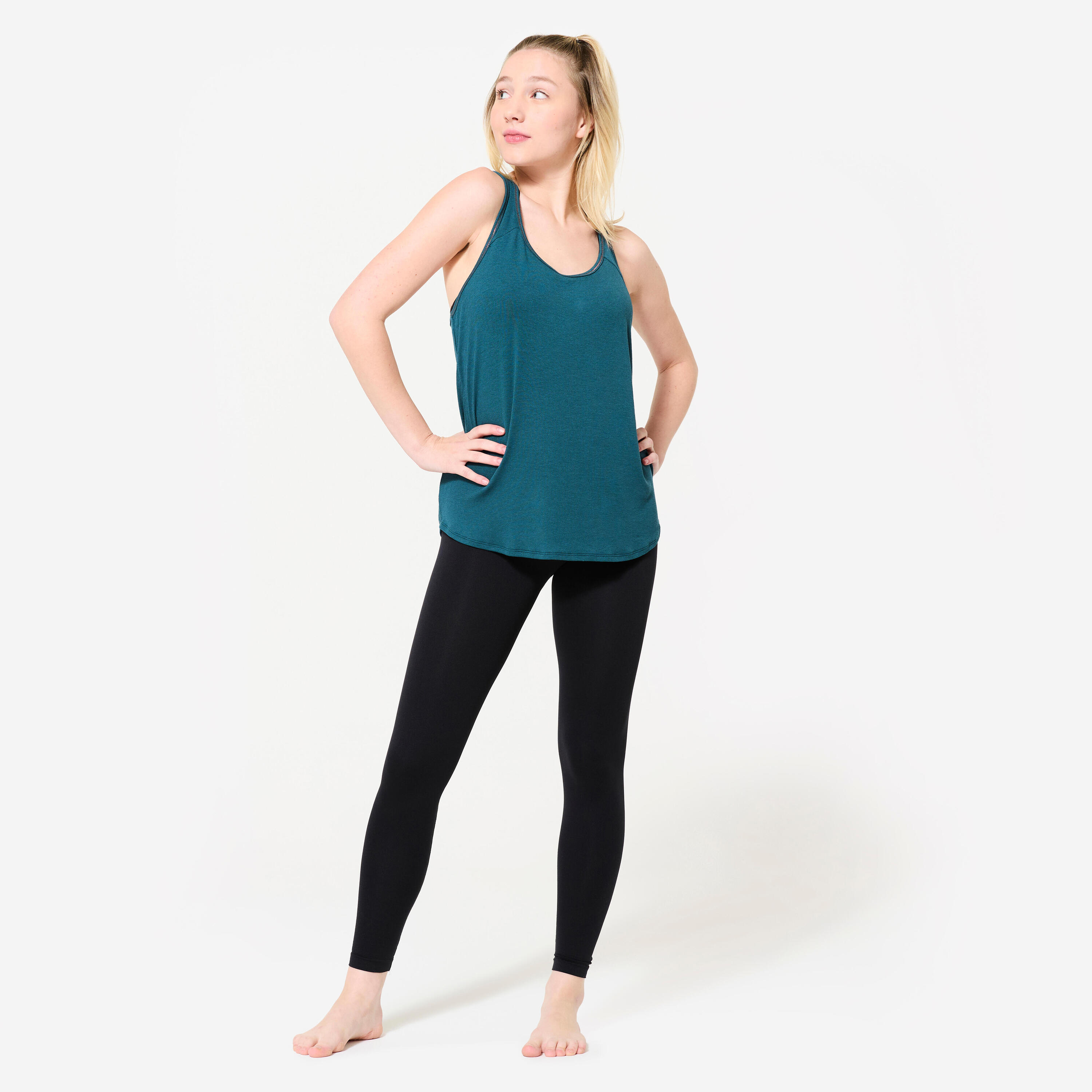 Débardeur danse moderne fluide femme, bleu canard 3/7