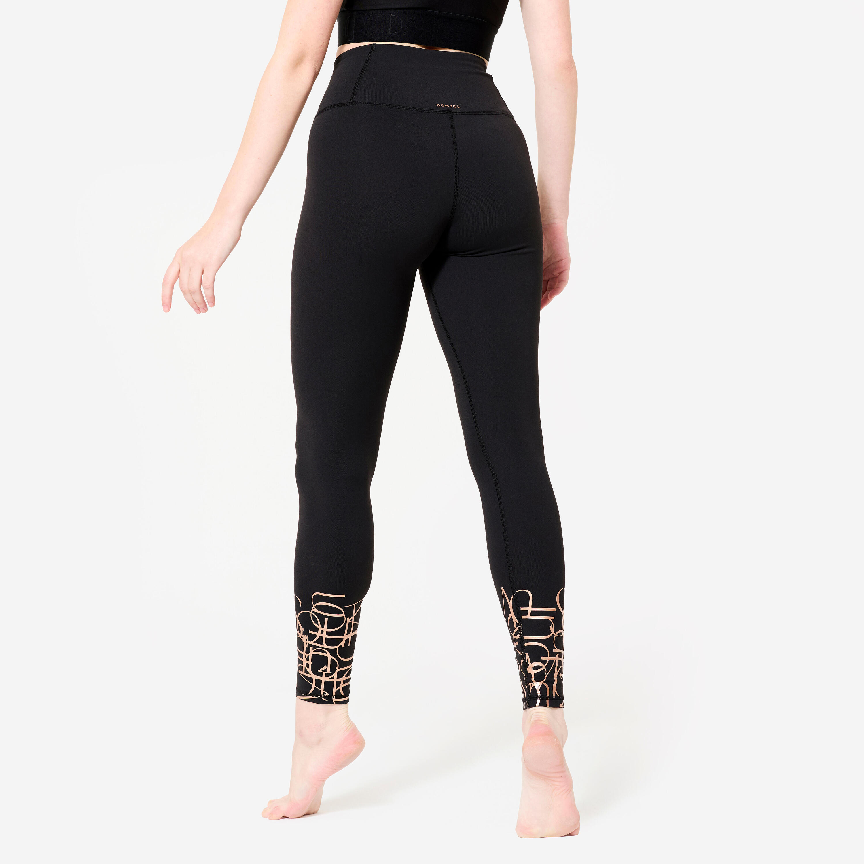 Leggings Danza Moderna Mujer Negro Ahumado Talle Alto Cintura Plana 3/4