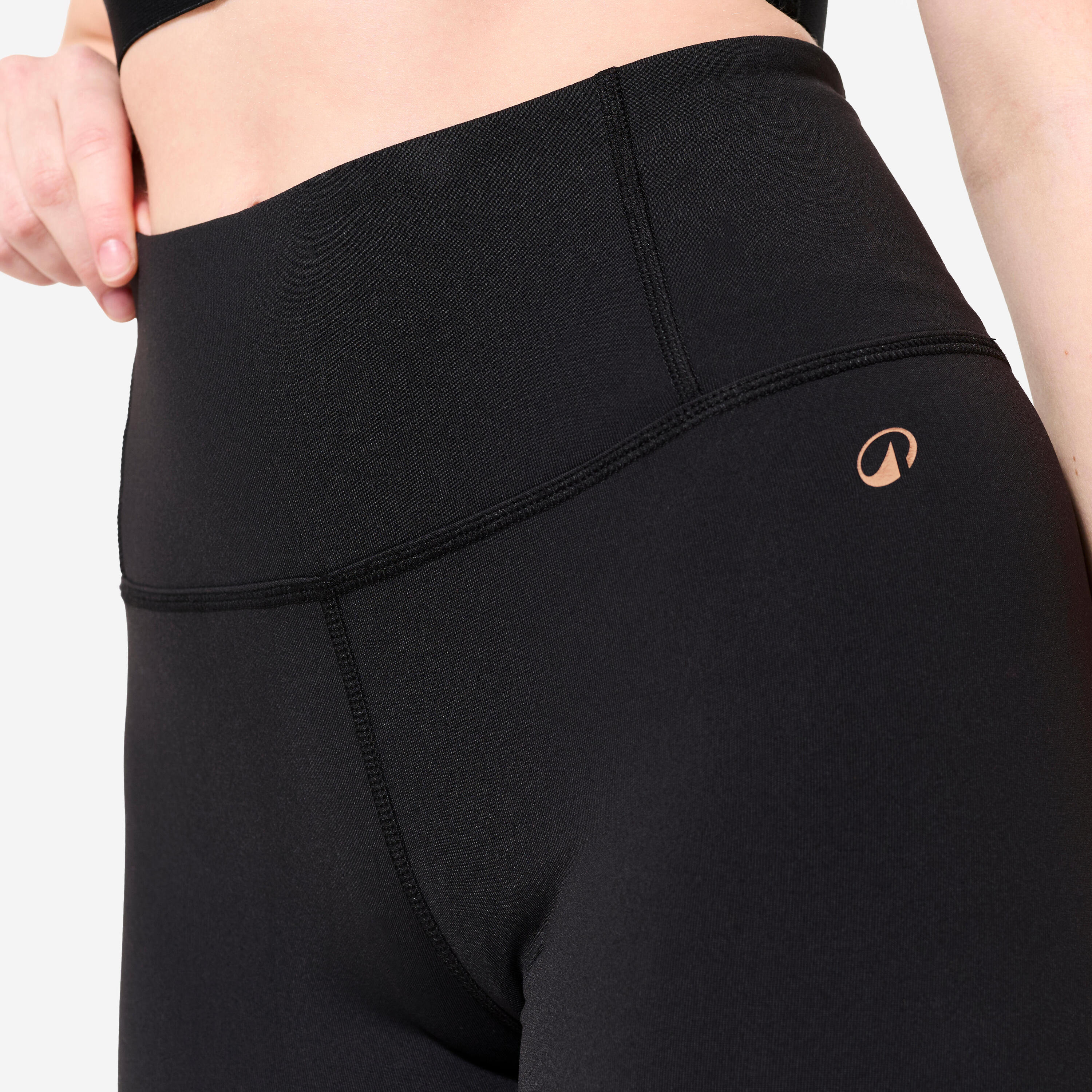 Legging met platte hoge taille voor moderne dans dames zwart koper print 4/4