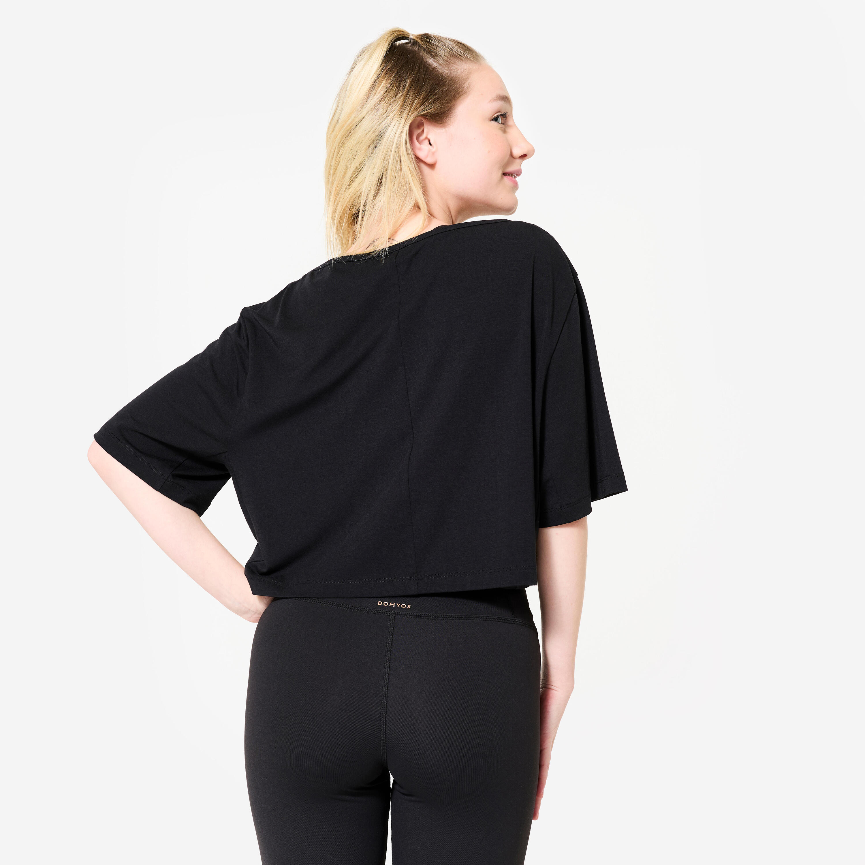 Kort T-shirt voor modern jazz dames zwart 4/4